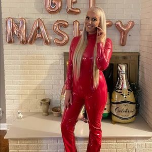 Britney Spears Red Vinyl Catsuit